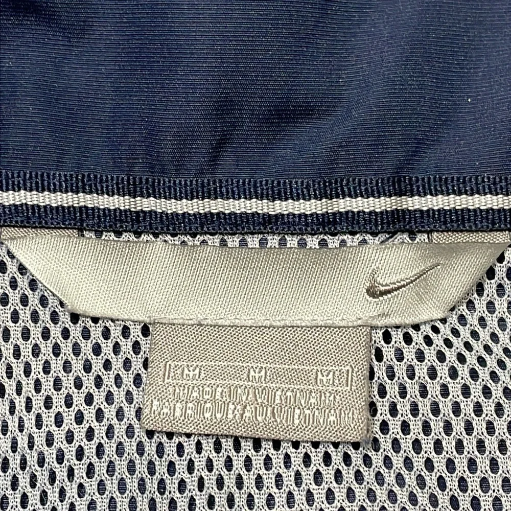 Nike Swoosh Hidden Hood Pullover Anorak Windbreaker Jacket Mens Medium Blue